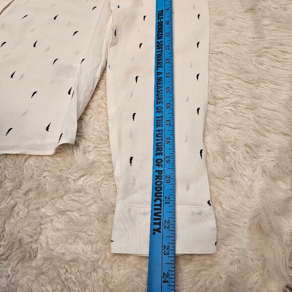 Kensie Women's White Black Ligting Print Buttons Up Shirt Size: L - Picture 6 of 10